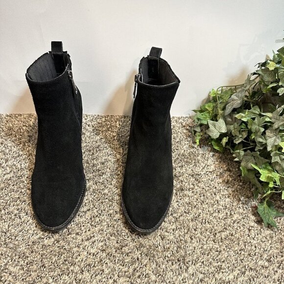 Blondo waterproof Chelsea Ankle Boots Block Heel Size 9.5 M Side Zip Black Suede - Picture 7 of 7